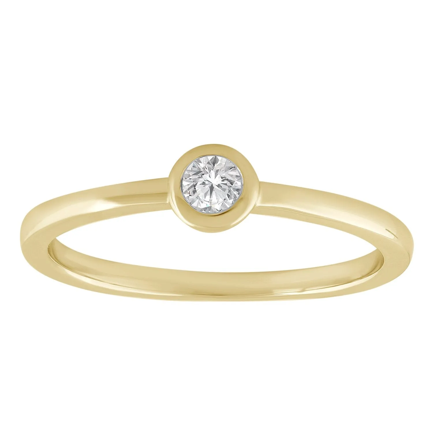 0.10ct Round Brilliant Diamond Solitaire Engagement Ring In 9Ct Yellow Gold