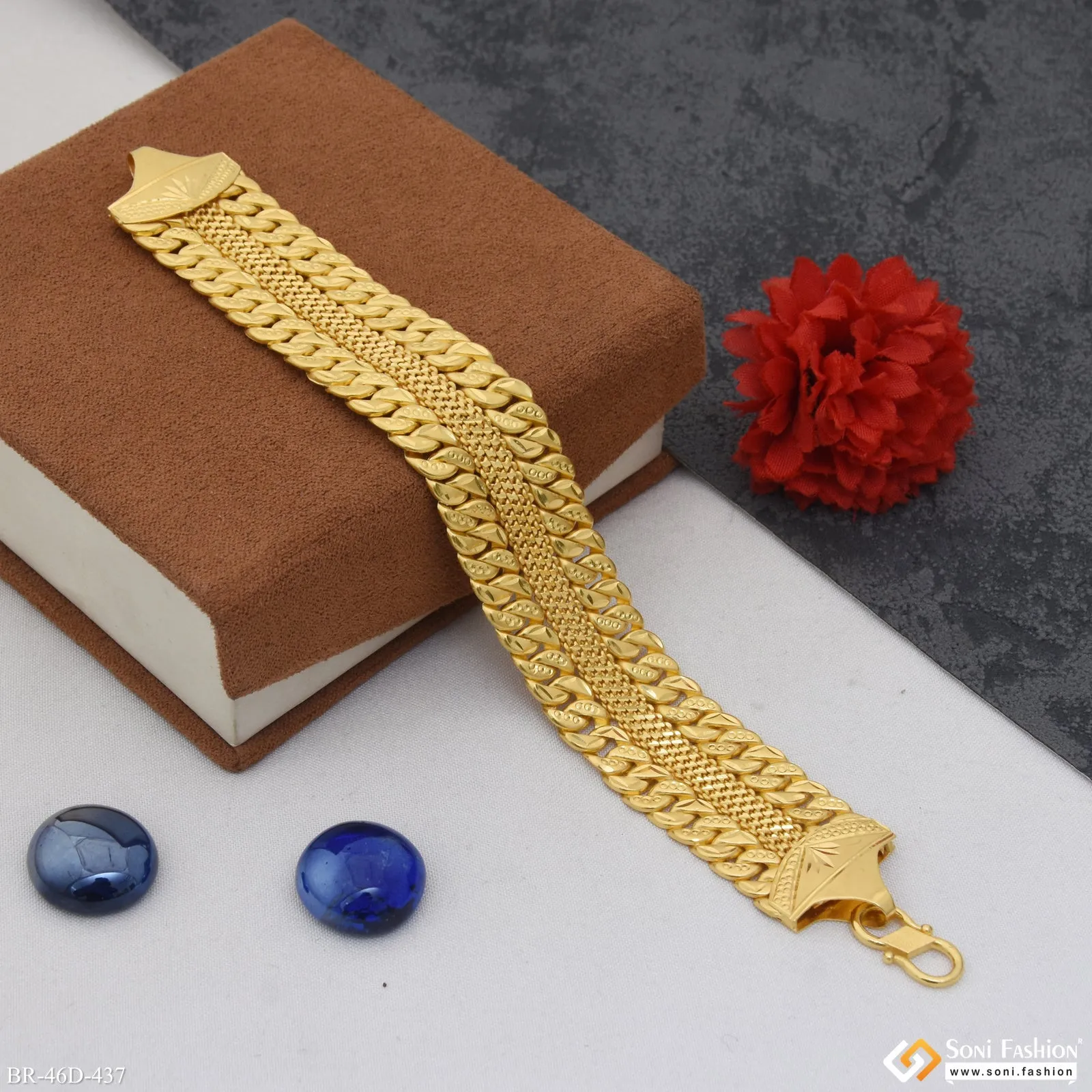 1 Gram Gold Plated 2 In 1 Pokal Bracelet for Men - Style D437