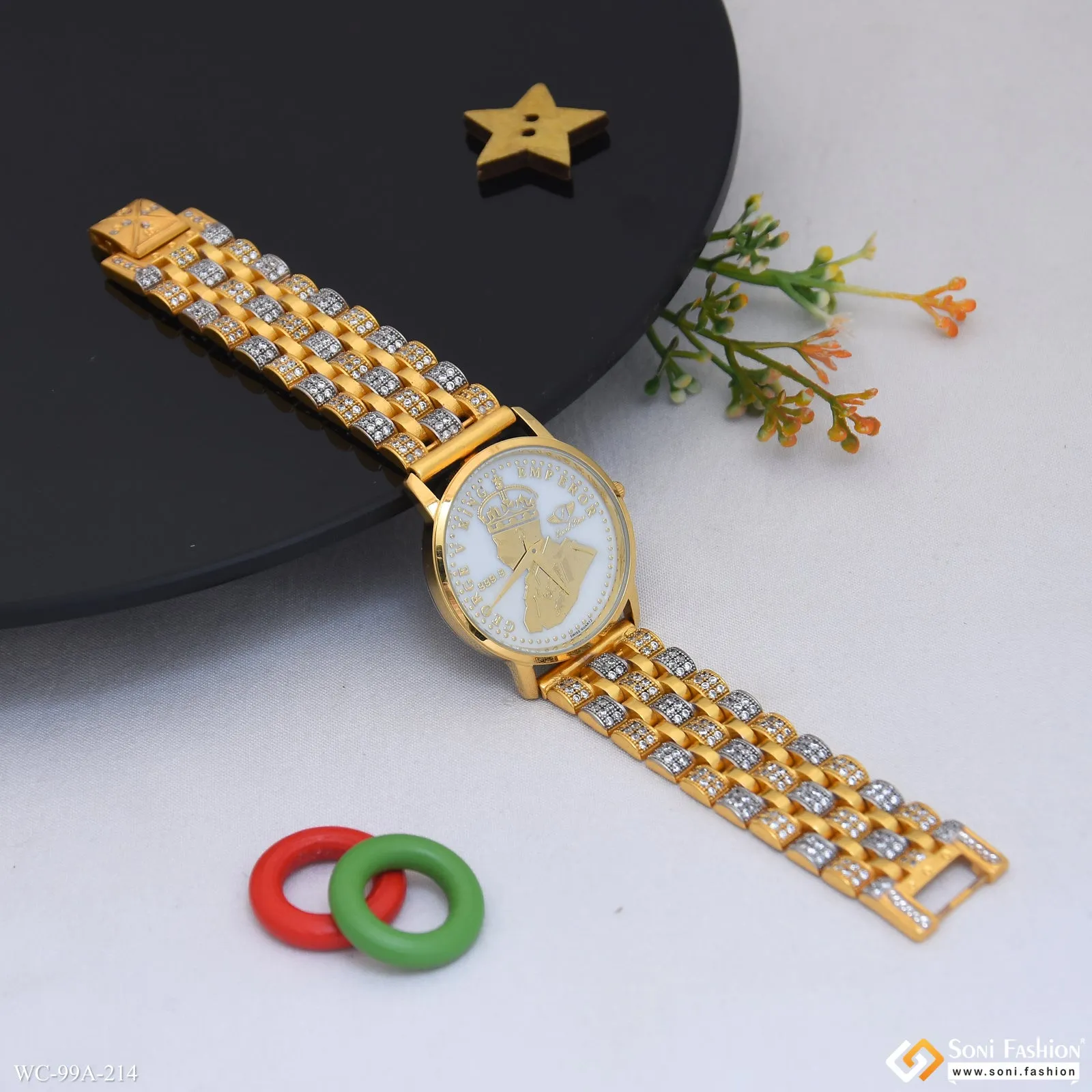 1 Gram Gold Plated Excellent Design Watch for Men - Style A214