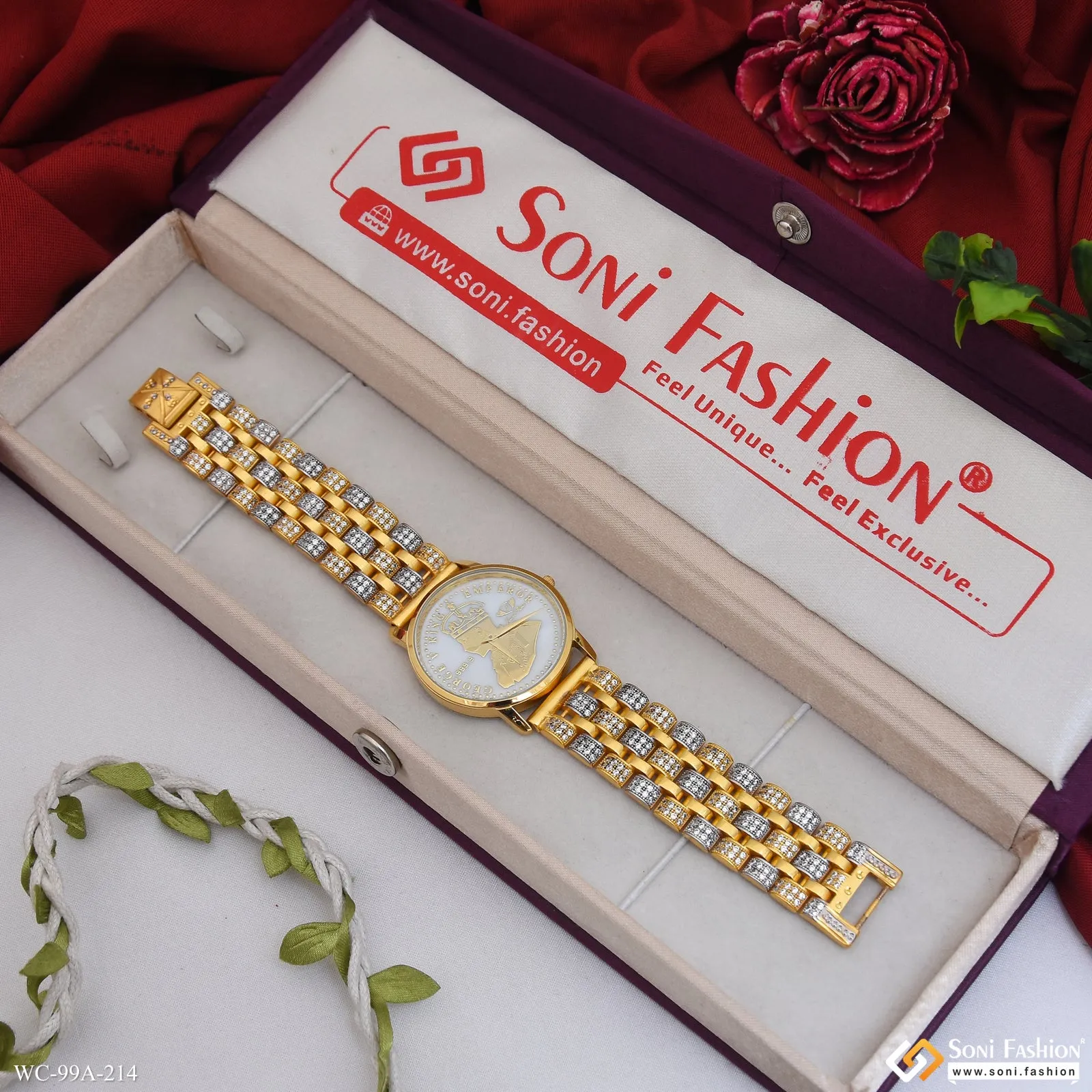 1 Gram Gold Plated Excellent Design Watch for Men - Style A214