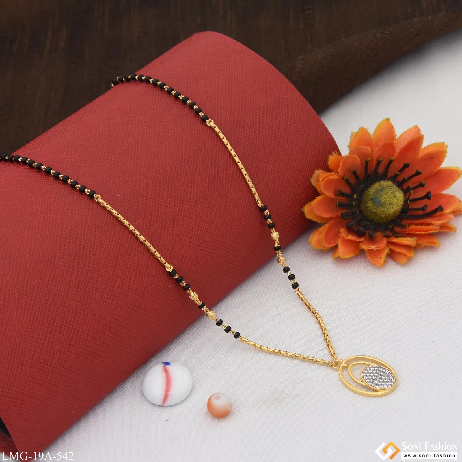 1 Gram Gold Plated Glittering Design Mangalsutra for Women - Style A542