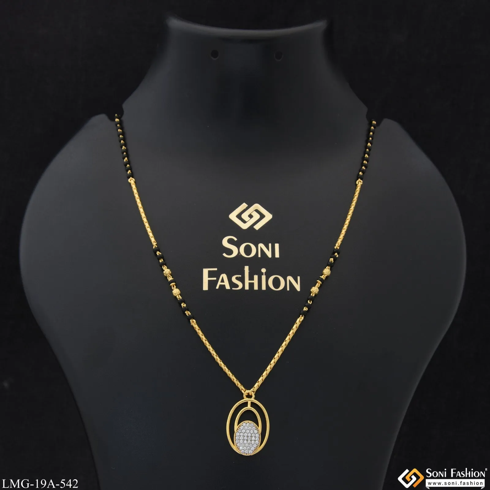 1 Gram Gold Plated Glittering Design Mangalsutra for Women - Style A542