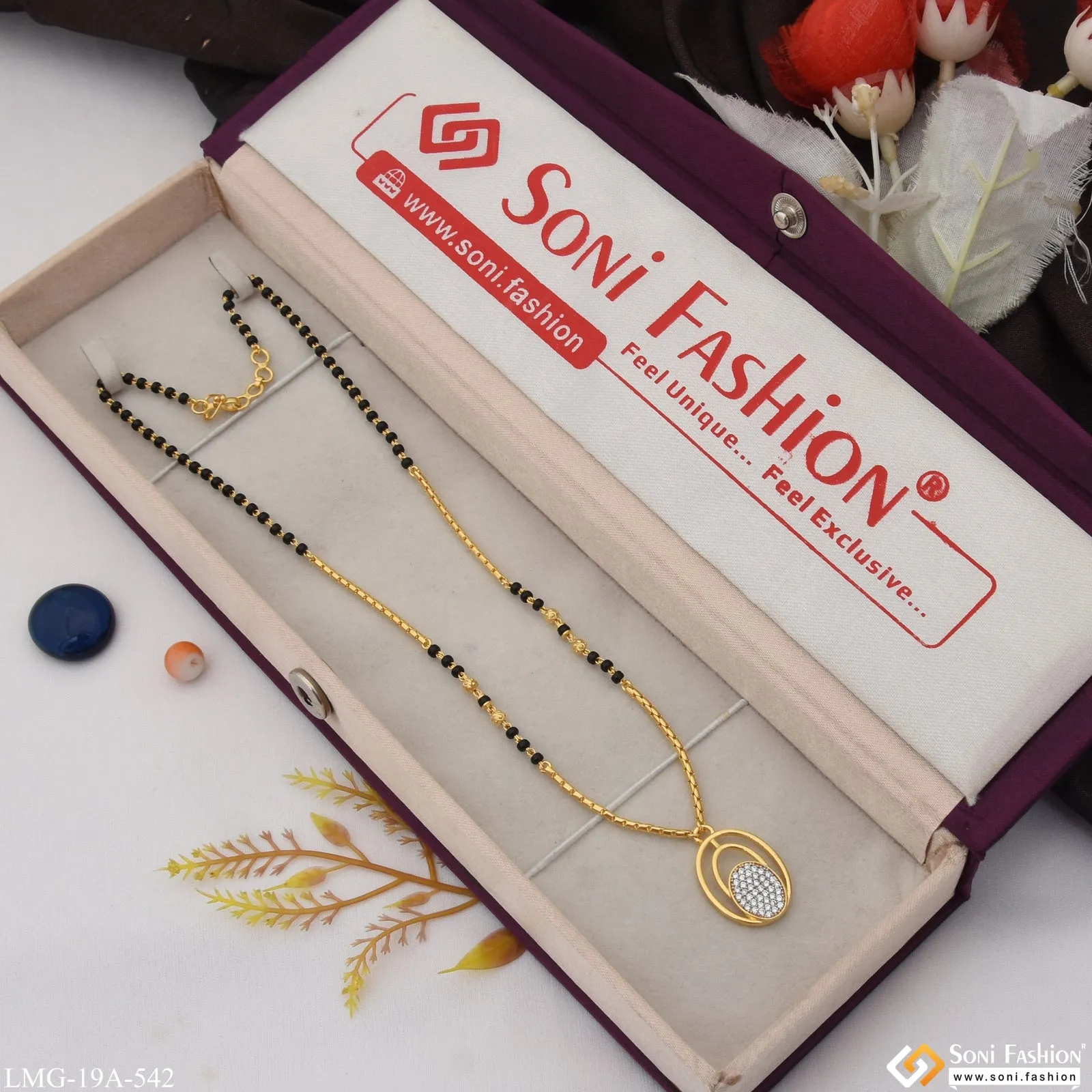 1 Gram Gold Plated Glittering Design Mangalsutra for Women - Style A542
