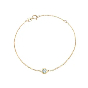 14 KT Aquamarine Birthstone gold adjustable bracelet