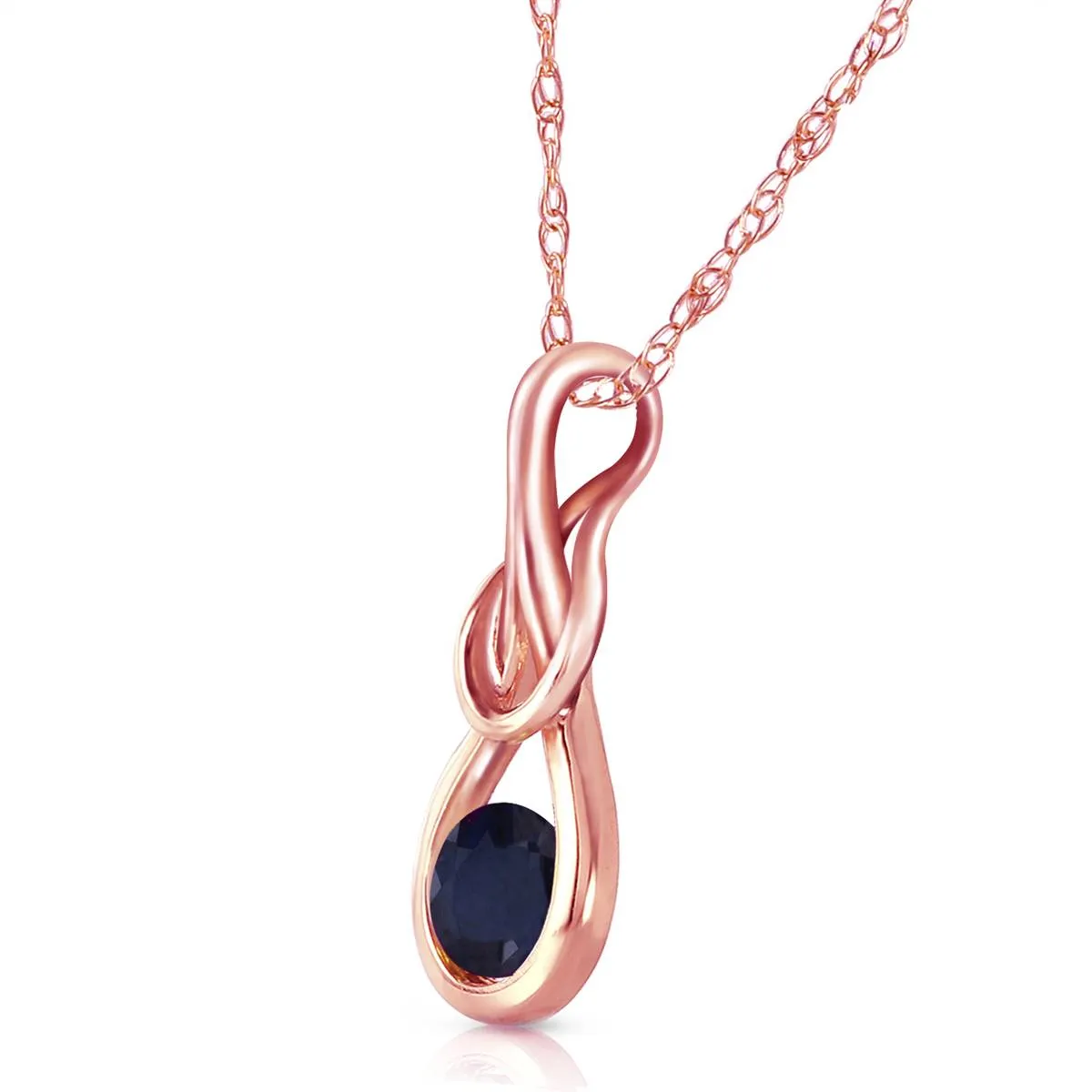 14K Solid Rose Gold Natural Sapphire Necklace Gemstone Class