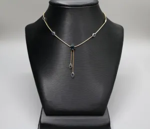14K Two Tone Gold Sapphire Necklace (17 Inches) (0.55 CTW)