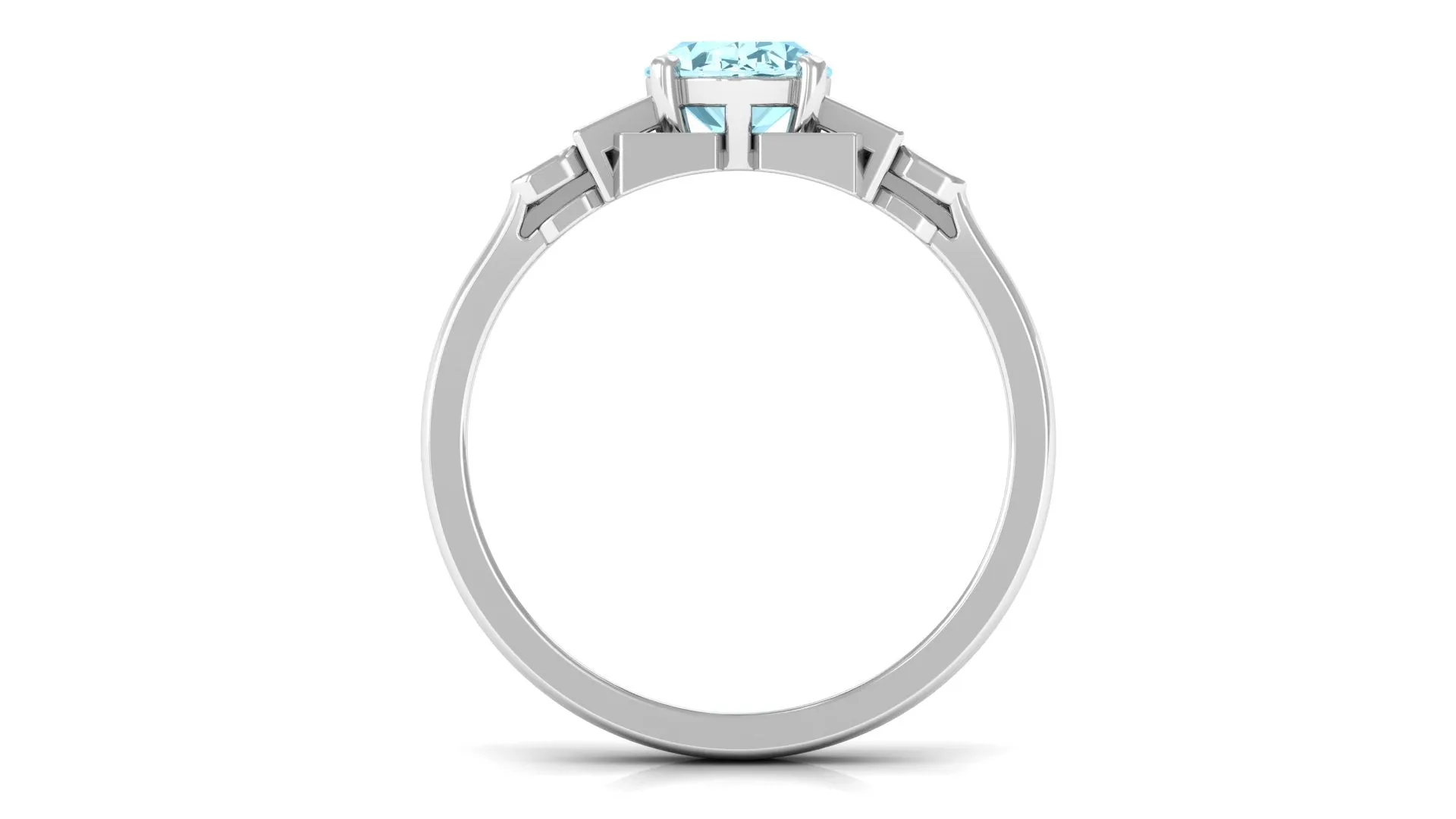1.50 CT Aquamarine Solitaire Ring with Diamond Collar
