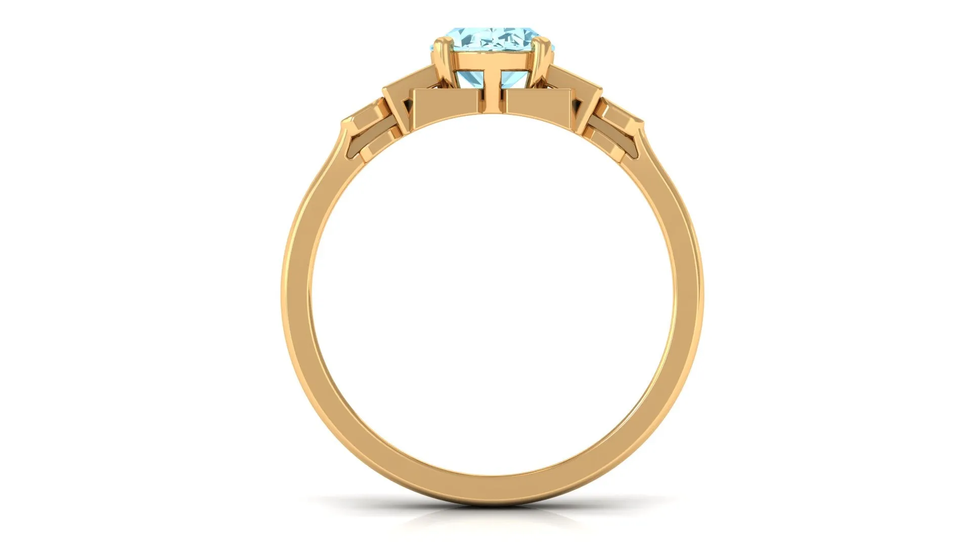 1.50 CT Aquamarine Solitaire Ring with Diamond Collar