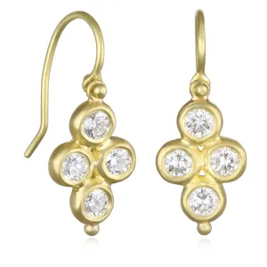 18 Karat Gold Brilliant Cut Diamond Quad Drop Earrings