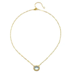 18 Karat Gold Oval Ceylon Moonstone Necklace