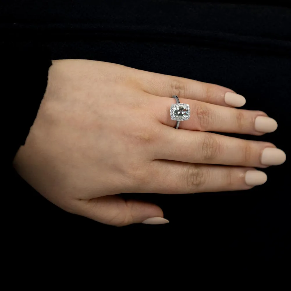 18ct White Gold 1.84ct Radiant Cut Aquamarine With 0.27ct Diamond Halo Ring