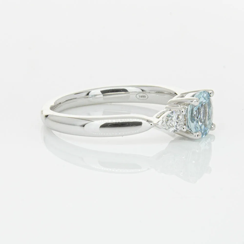 18ct White Gold .65ct Aquamarine & Diamond Ayla Ring