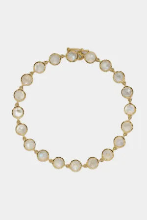 18K Yellow Gold Bracelet with 5mm Rose Cut Rainbow Moonstone