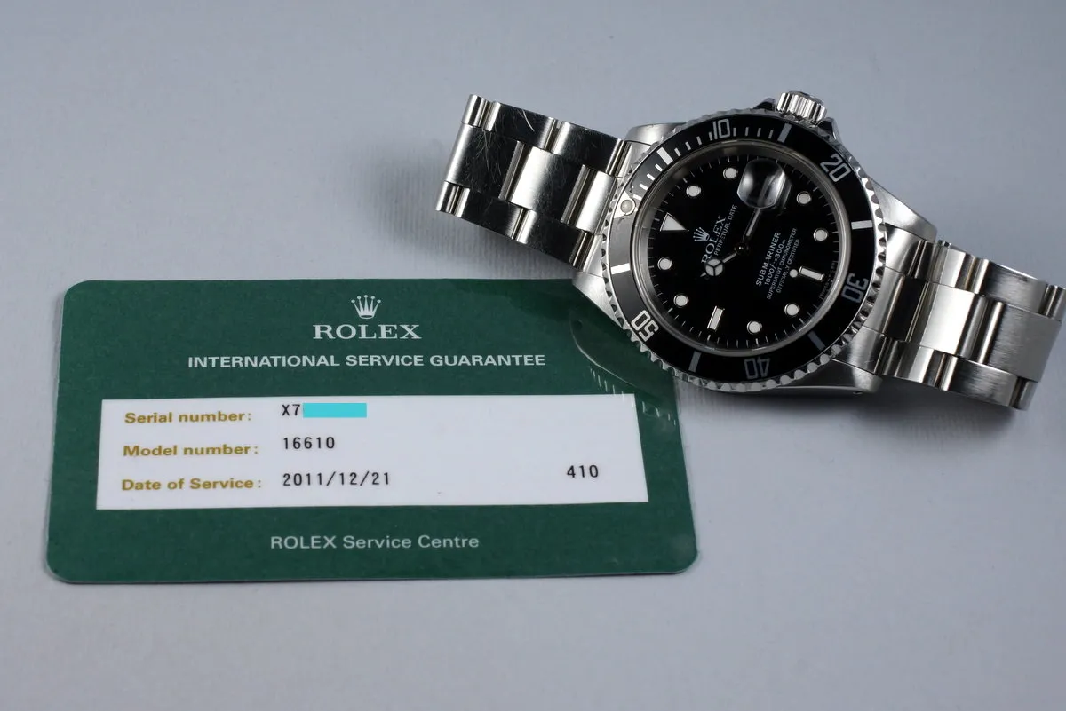1991 Rolex Submariner 16610 with RCS Papers