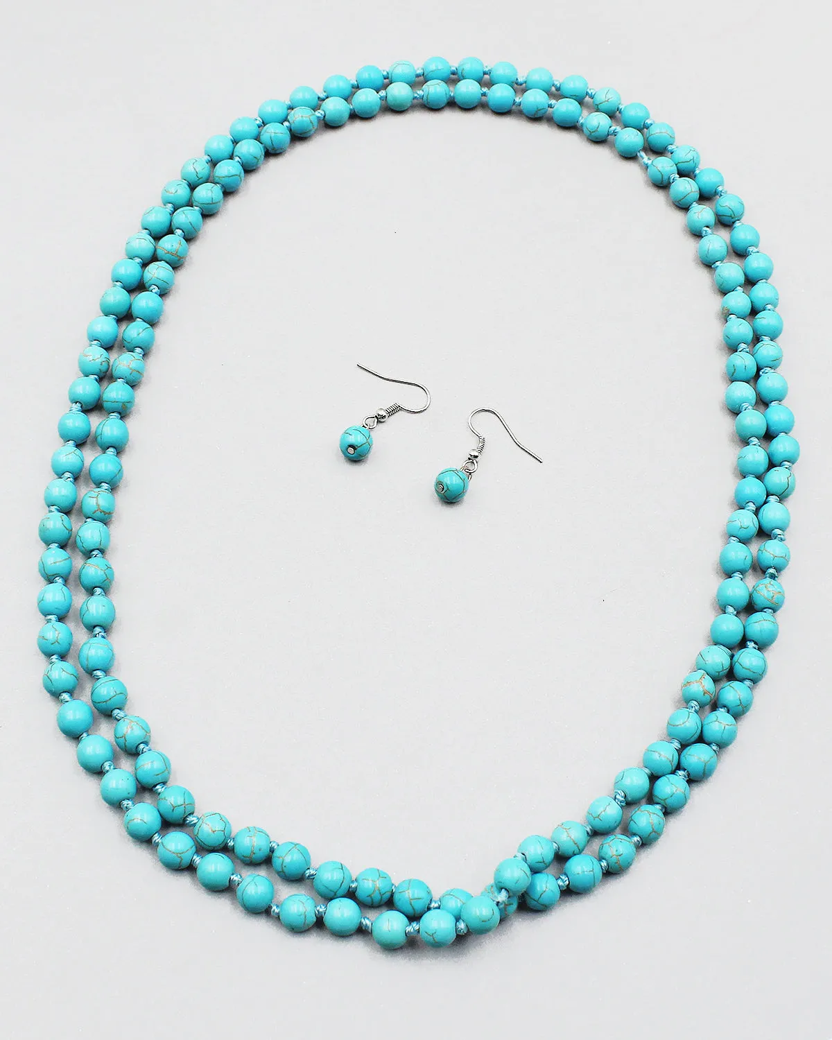 48" Turquoise Beaded Necklace Set