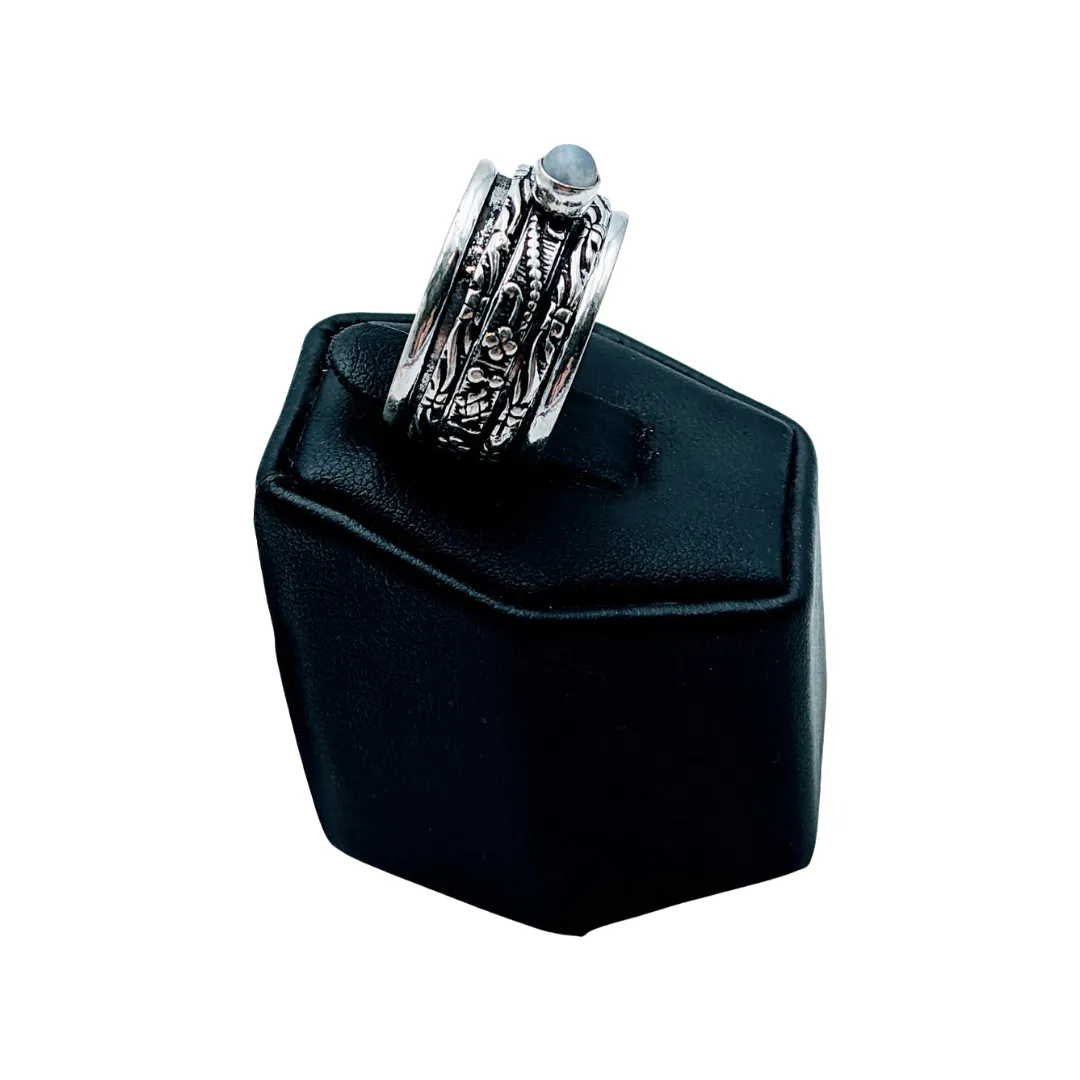 925 Sterling Silver, Moonstone Spinner Ring