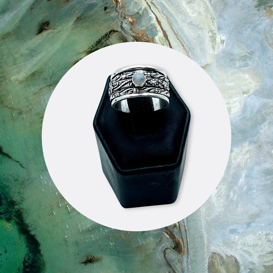 925 Sterling Silver, Moonstone Spinner Ring