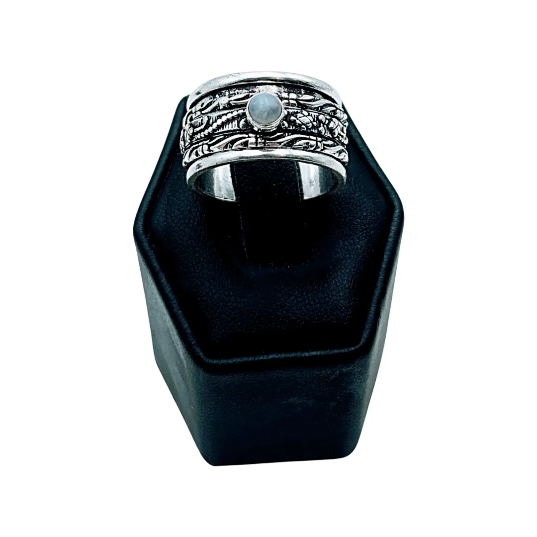 925 Sterling Silver, Moonstone Spinner Ring