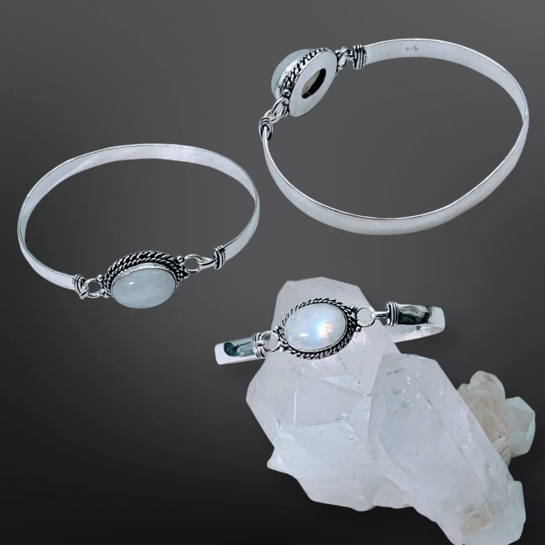 925 Sterling Silver, Rainbow Moonstone bracelet