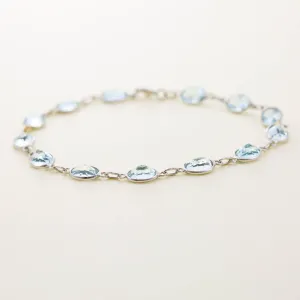 9ct White Gold Bezel Set Aquamarine Bracelet