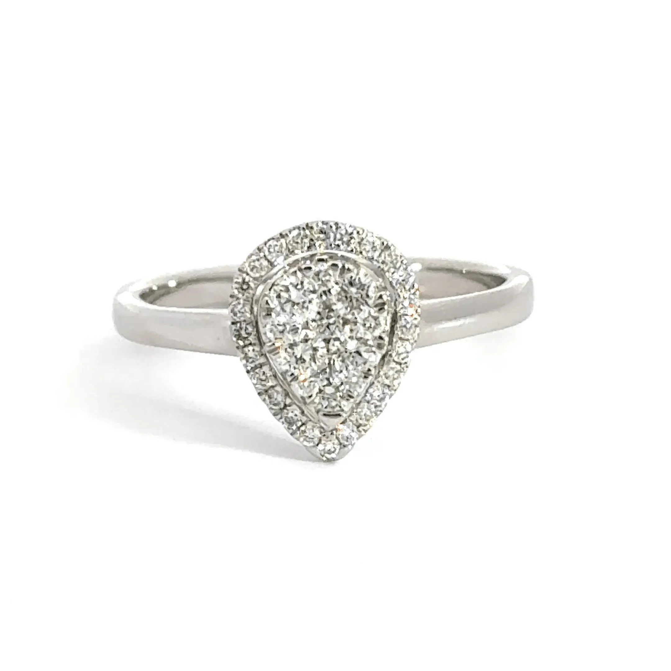 9CT White Gold Teardrop Cluster Diamond Ring