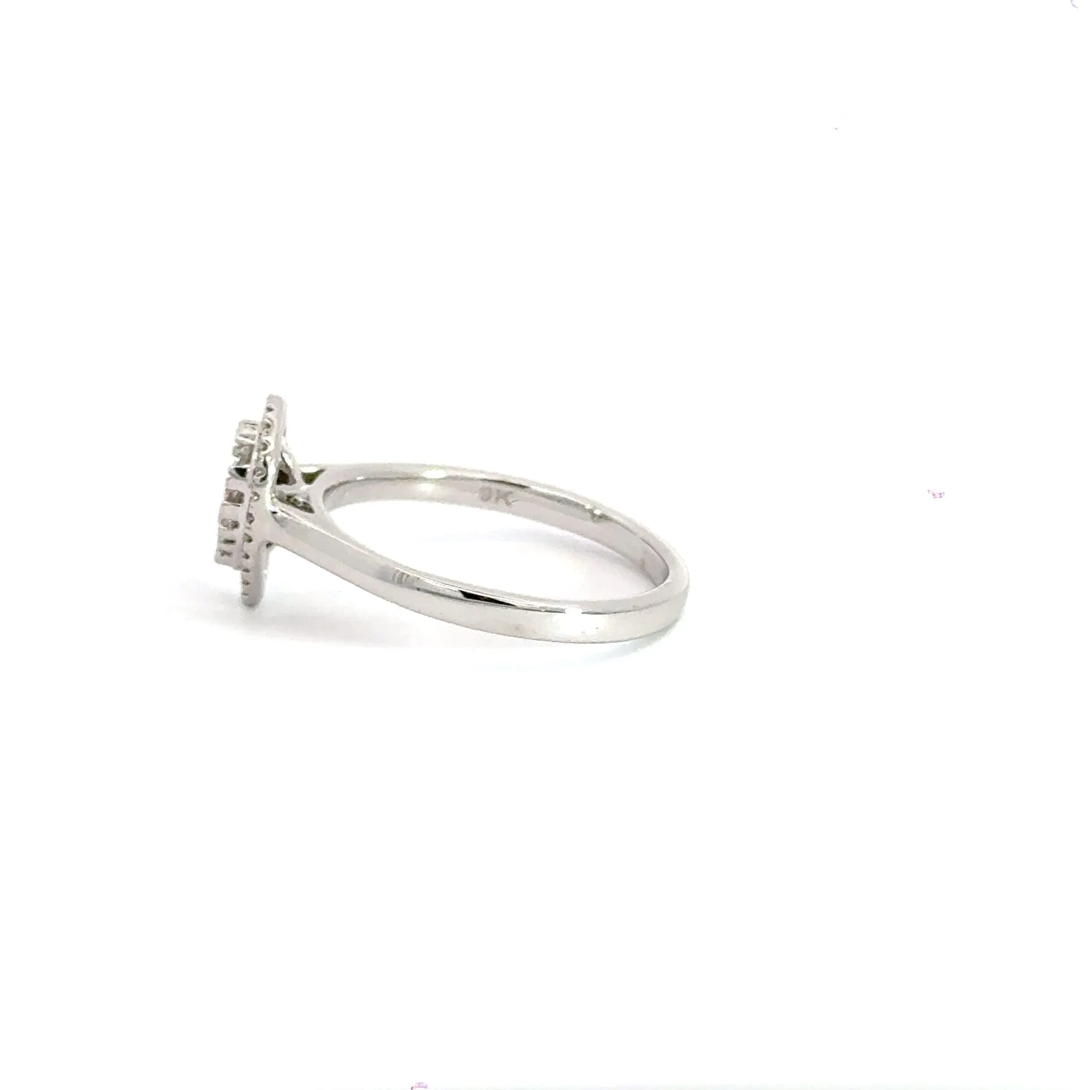 9CT White Gold Teardrop Cluster Diamond Ring