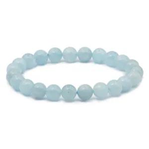 AD Beads Natural Gemstone Round Beads Stretch Bracelet Healing Reiki 8mm Aquamarine blue
