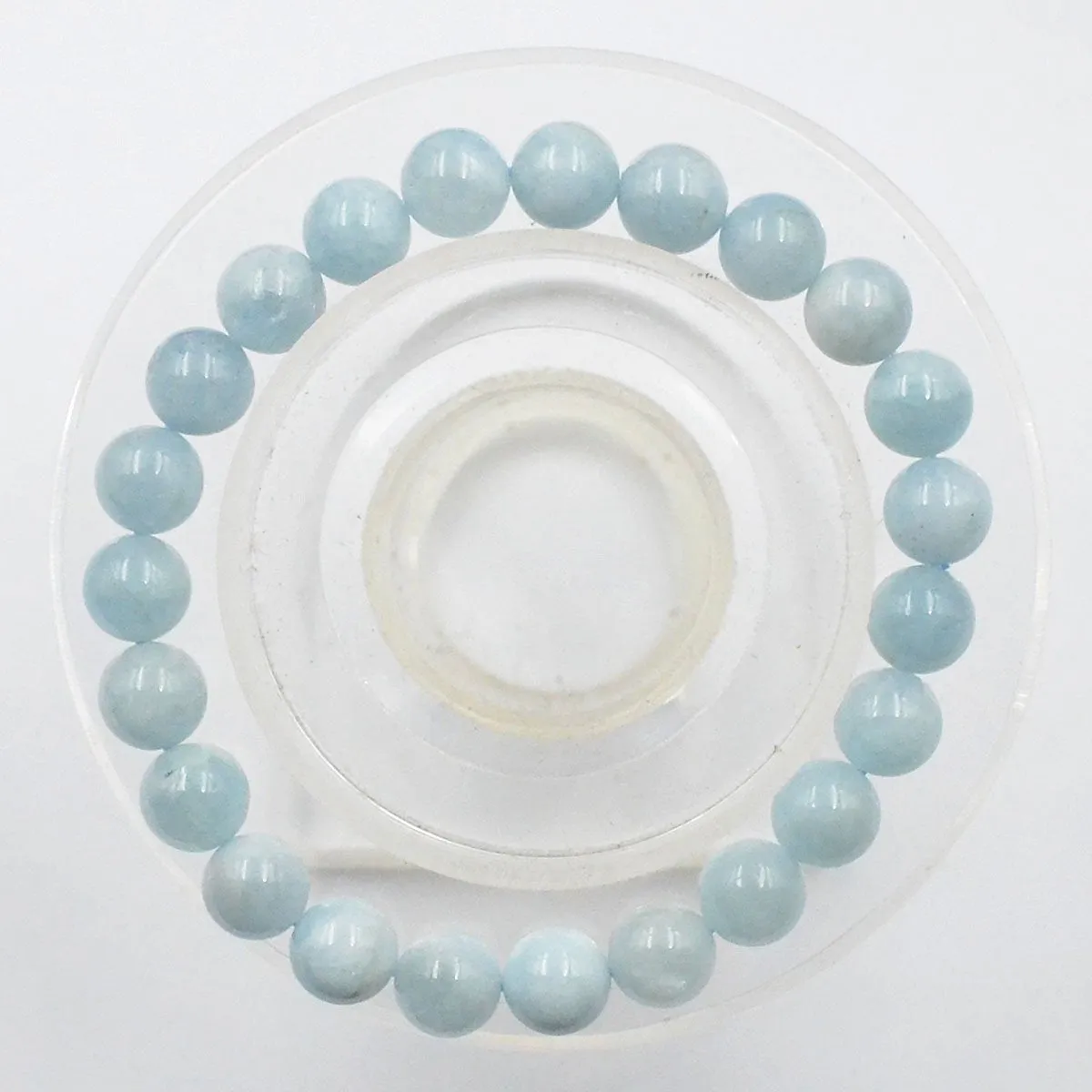 AD Beads Natural Gemstone Round Beads Stretch Bracelet Healing Reiki 8mm Aquamarine blue