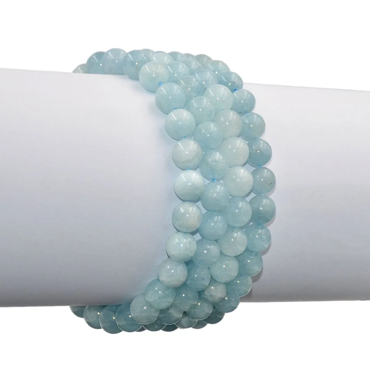 AD Beads Natural Gemstone Round Beads Stretch Bracelet Healing Reiki 8mm Aquamarine blue