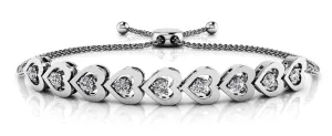 Adjustable Diamond Heart Link Diamond Bracelet with 0.54 ct.(finished) 2.7mm