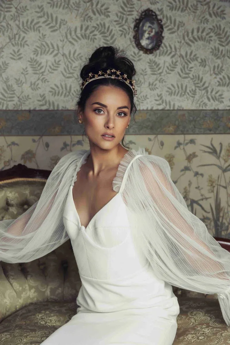 A'el Este - Valencia Set - Bridal Floral Crown & Amelia Headband - Gold