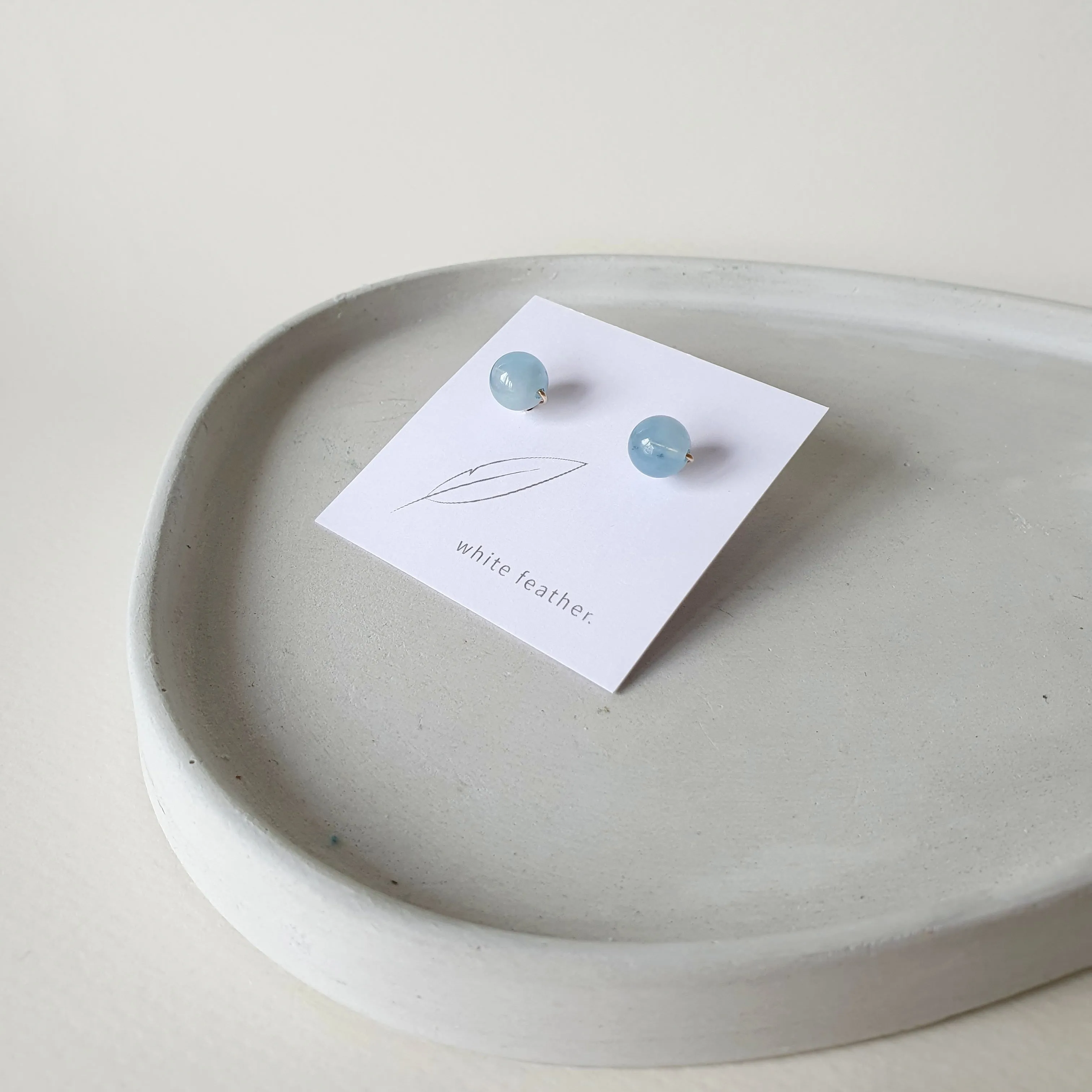 Aquamarine Earstuds 8mm (Basic) / 14k Gold-filled
