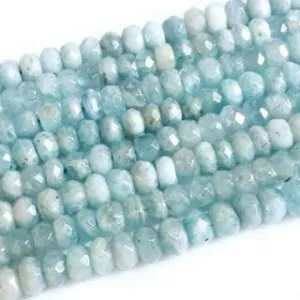 Aquamarine Faceted Rondelle 6mm