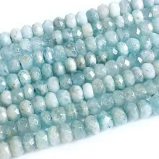 Aquamarine Faceted Rondelle 6mm