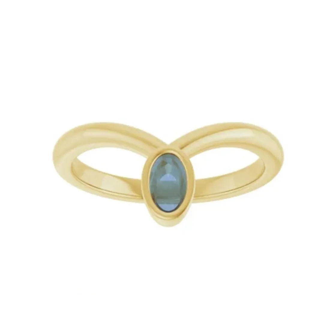 Aquamarine Oval Bezel Ring