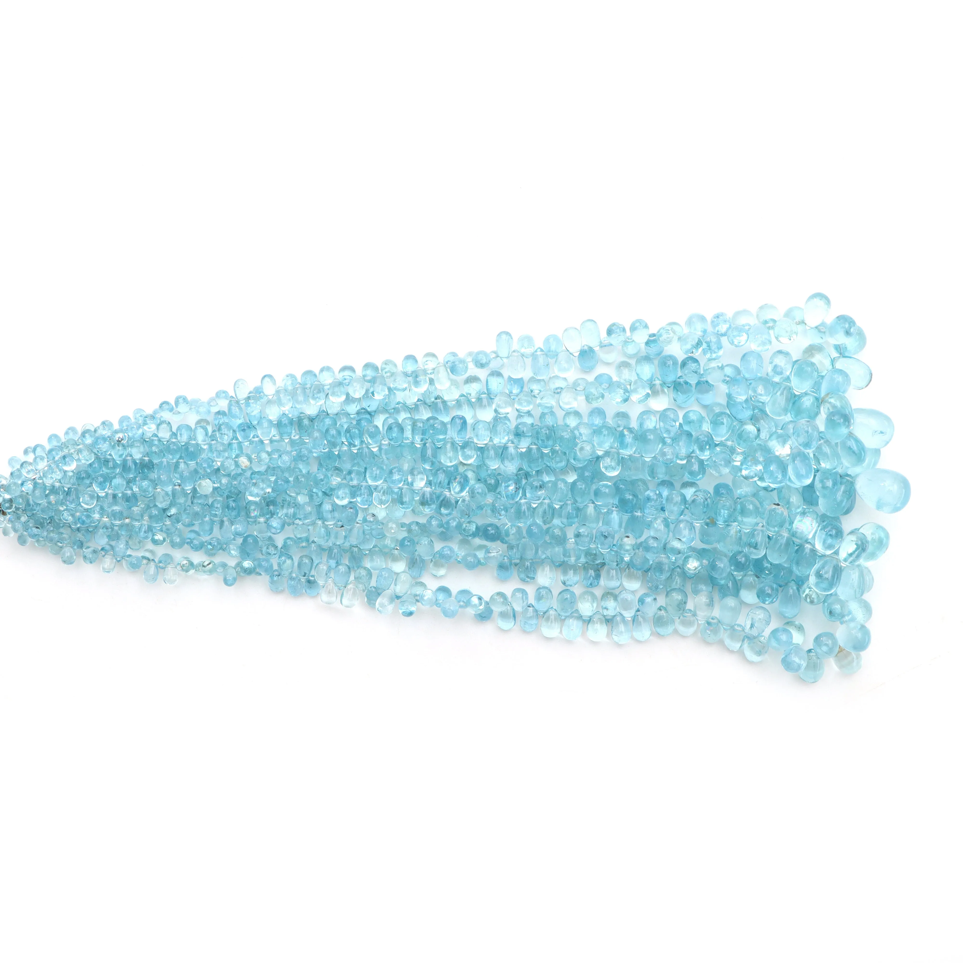 Aquamarine Smooth Drops Beads, 3x5 mm to 7x11 mm, Aquamarine Jewelry Making Beads, Plain Aquamarine Drops, 16 Inch Strand, Price Per Strand