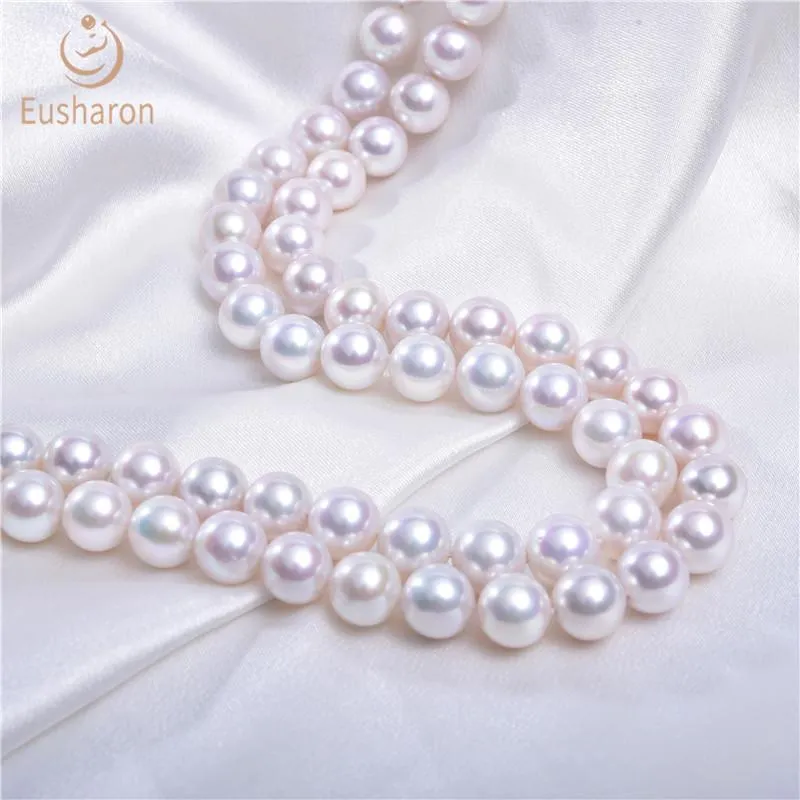 Around 10-11mm White High Luster Pertect Round Long Edison Pearl Necklace