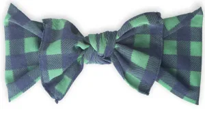 Baby Bling Navy & Green Plaid Printed Knot Headband
