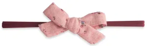 Baby Bling Red Linen Floral Cotton Print Skinny Bow Headband