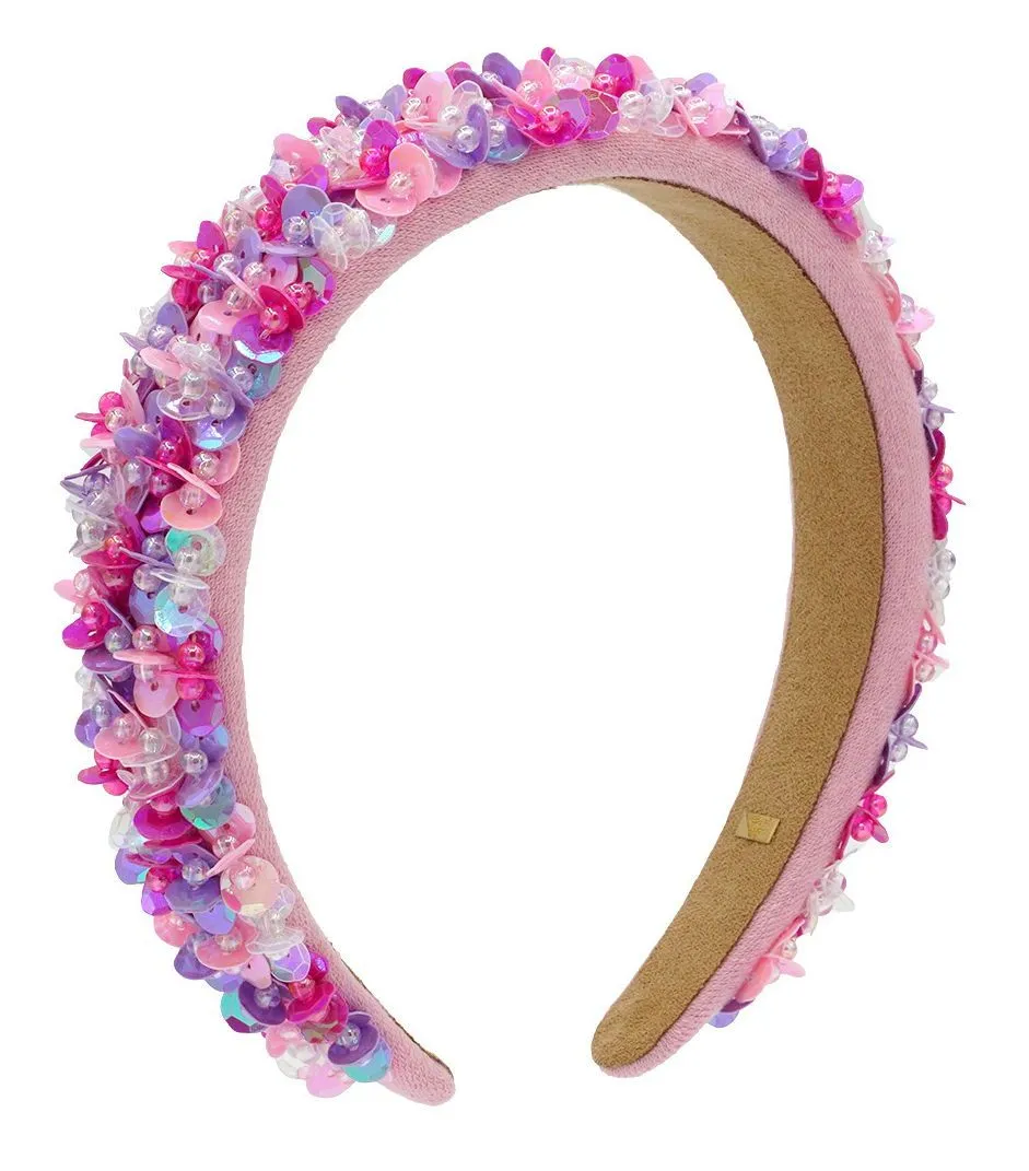 Bari Lynn Full 3D Sequin Headband - Pink