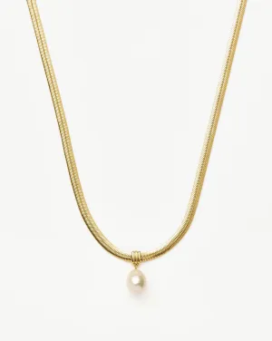 Baroque Pearl Snake Chain Pendant Necklace | 18ct Gold Vermeil/Pearl