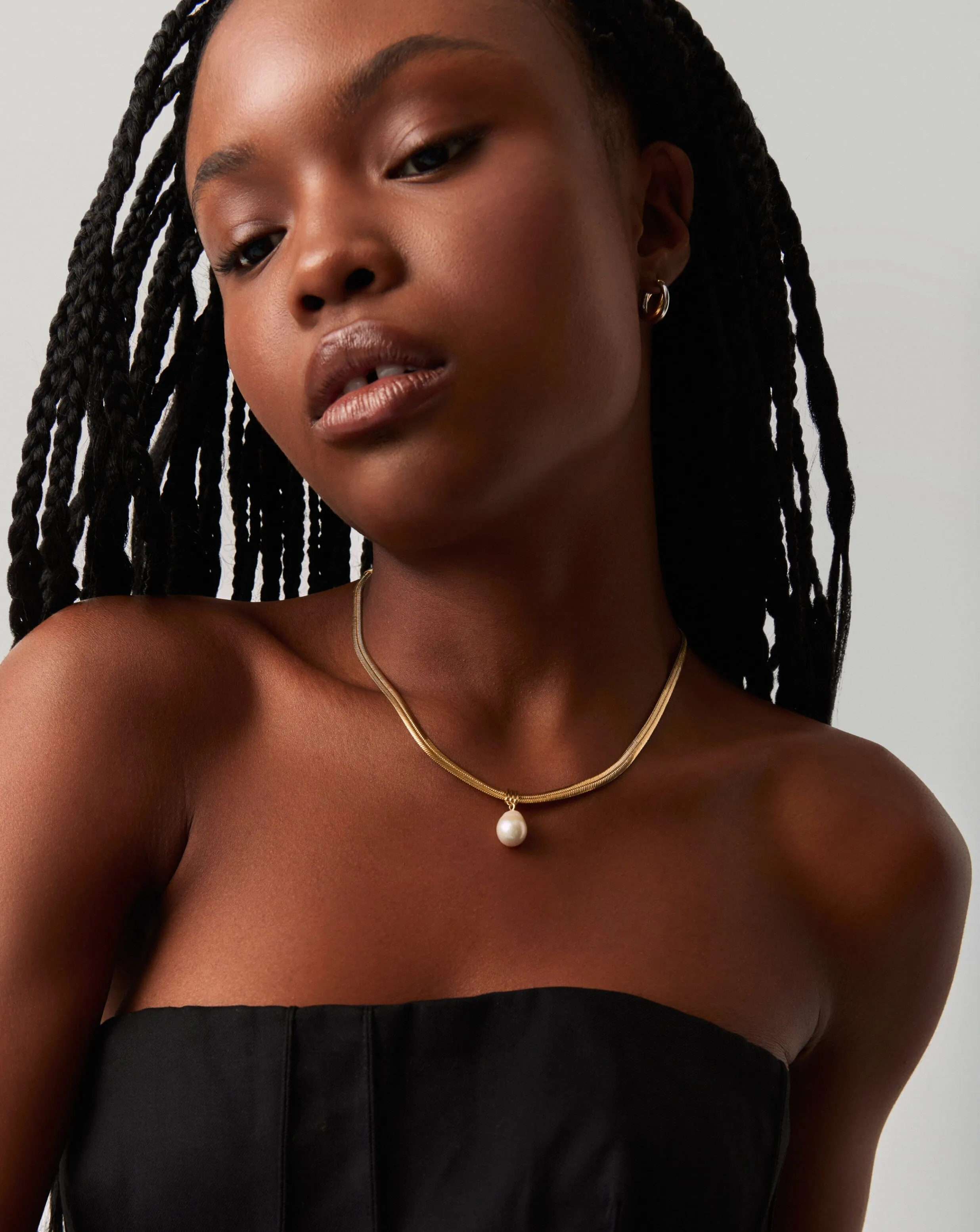 Baroque Pearl Snake Chain Pendant Necklace | 18ct Gold Vermeil/Pearl