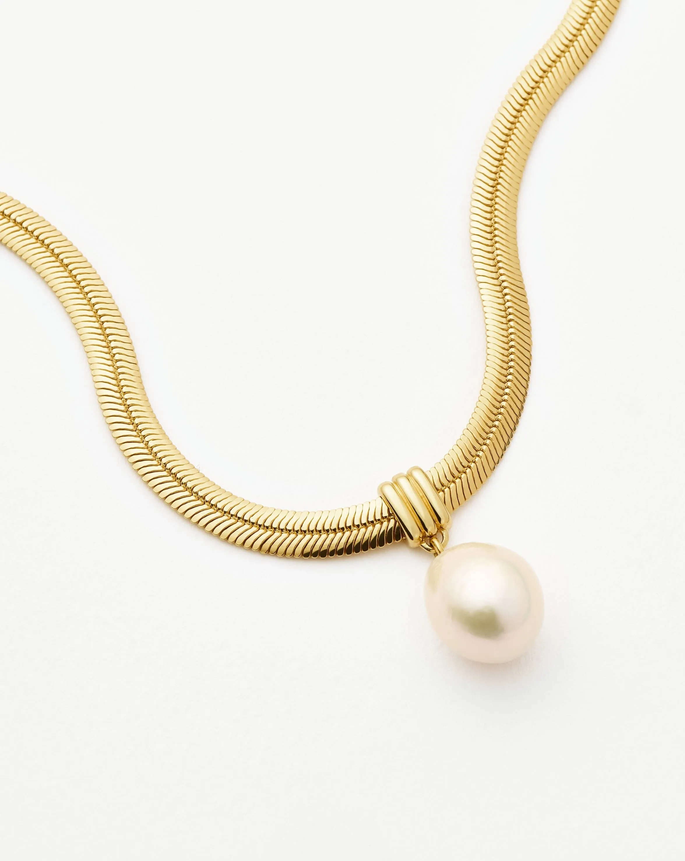 Baroque Pearl Snake Chain Pendant Necklace | 18ct Gold Vermeil/Pearl