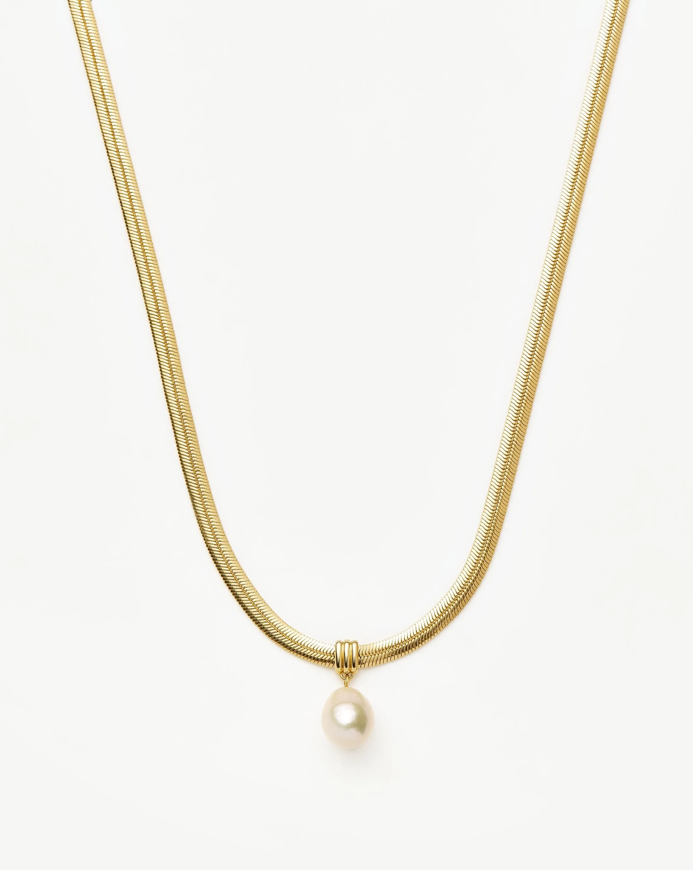 Baroque Pearl Snake Chain Pendant Necklace | 18ct Gold Vermeil/Pearl