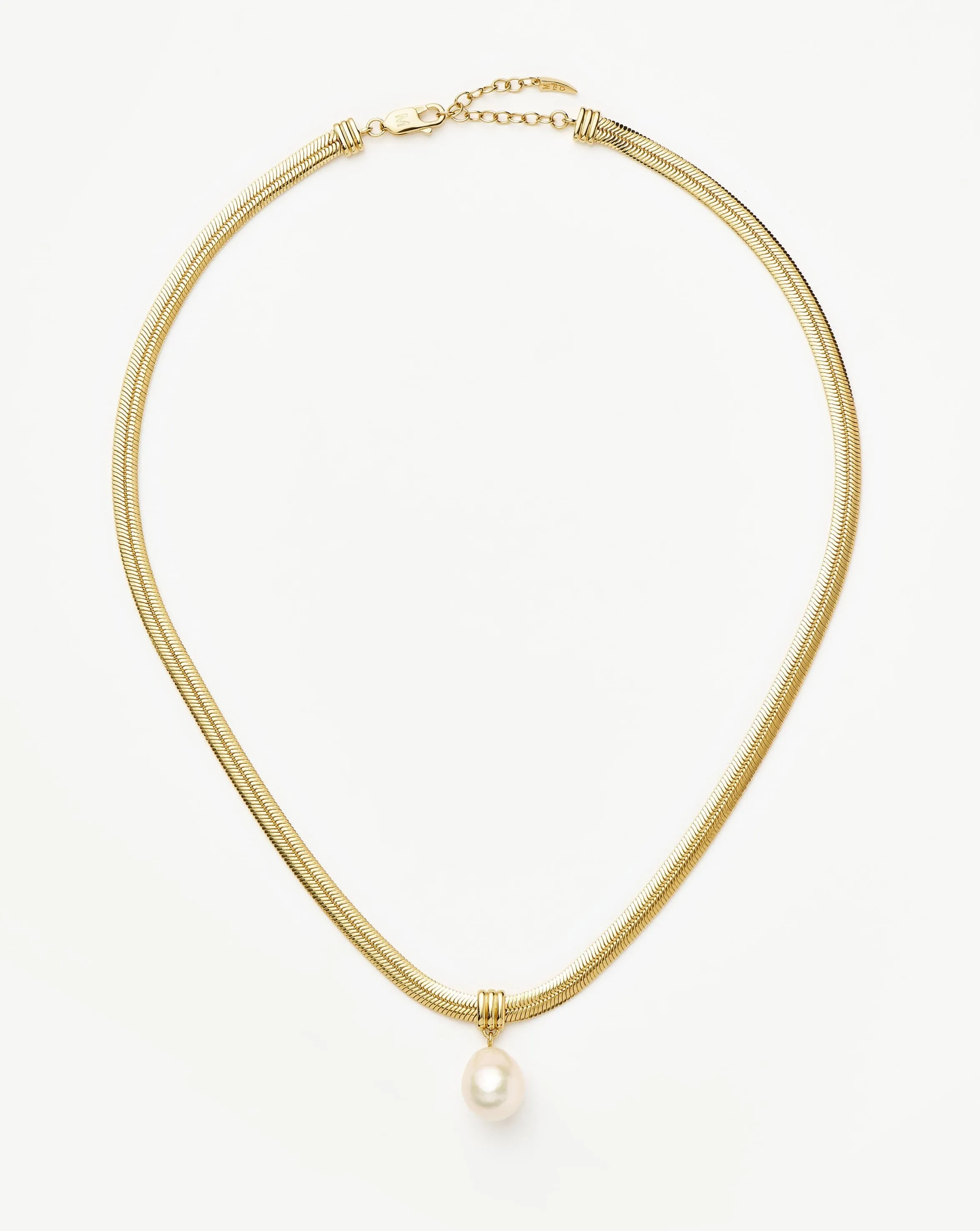 Baroque Pearl Snake Chain Pendant Necklace | 18ct Gold Vermeil/Pearl