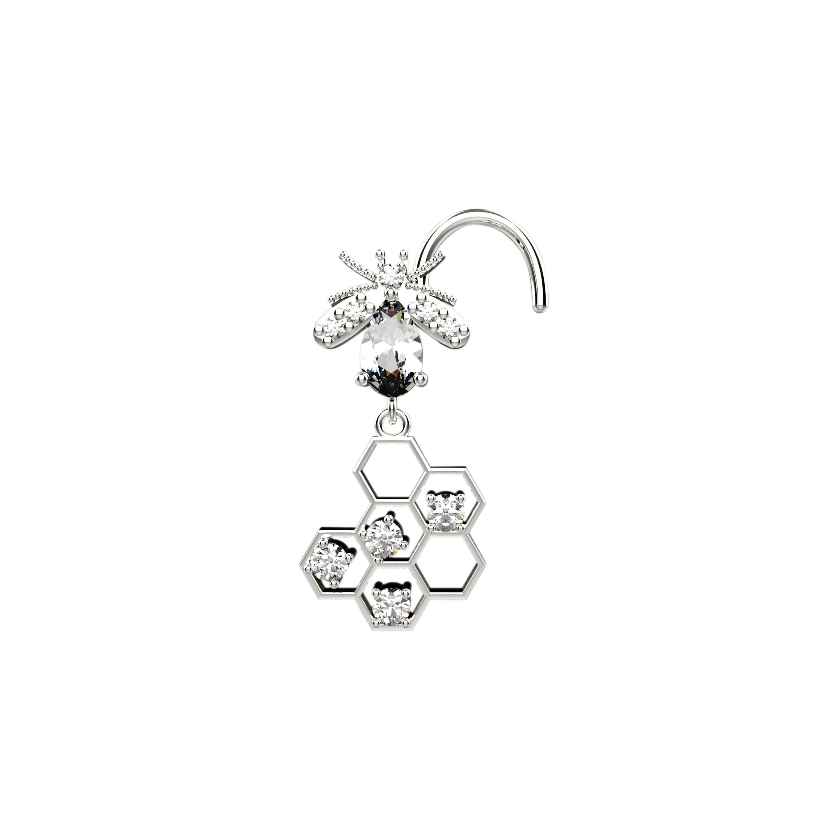 Bee Nose Ring – Honeycomb Gold Nose Piercing Jewelry for Women