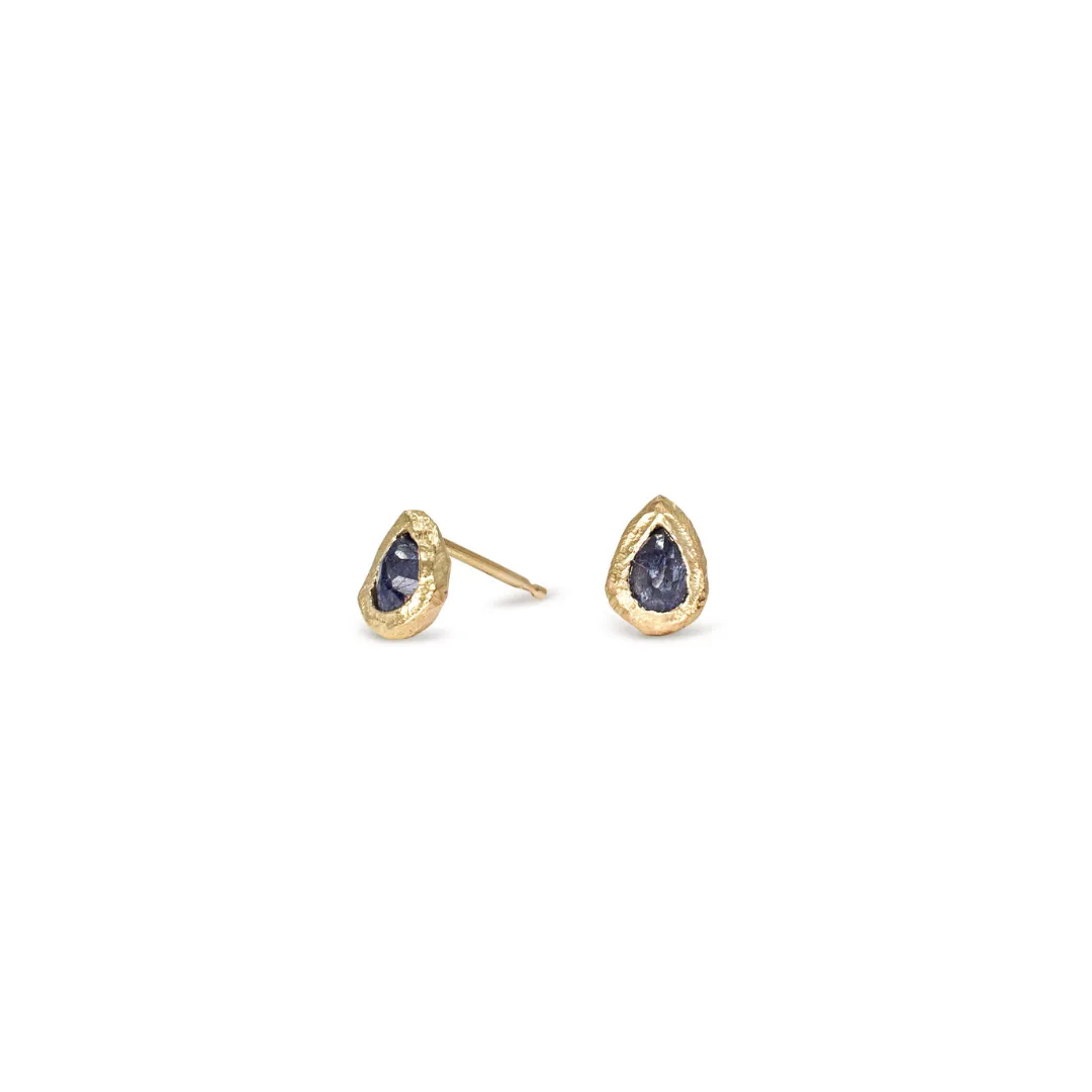 Blue Sapphire Teardrop Studs