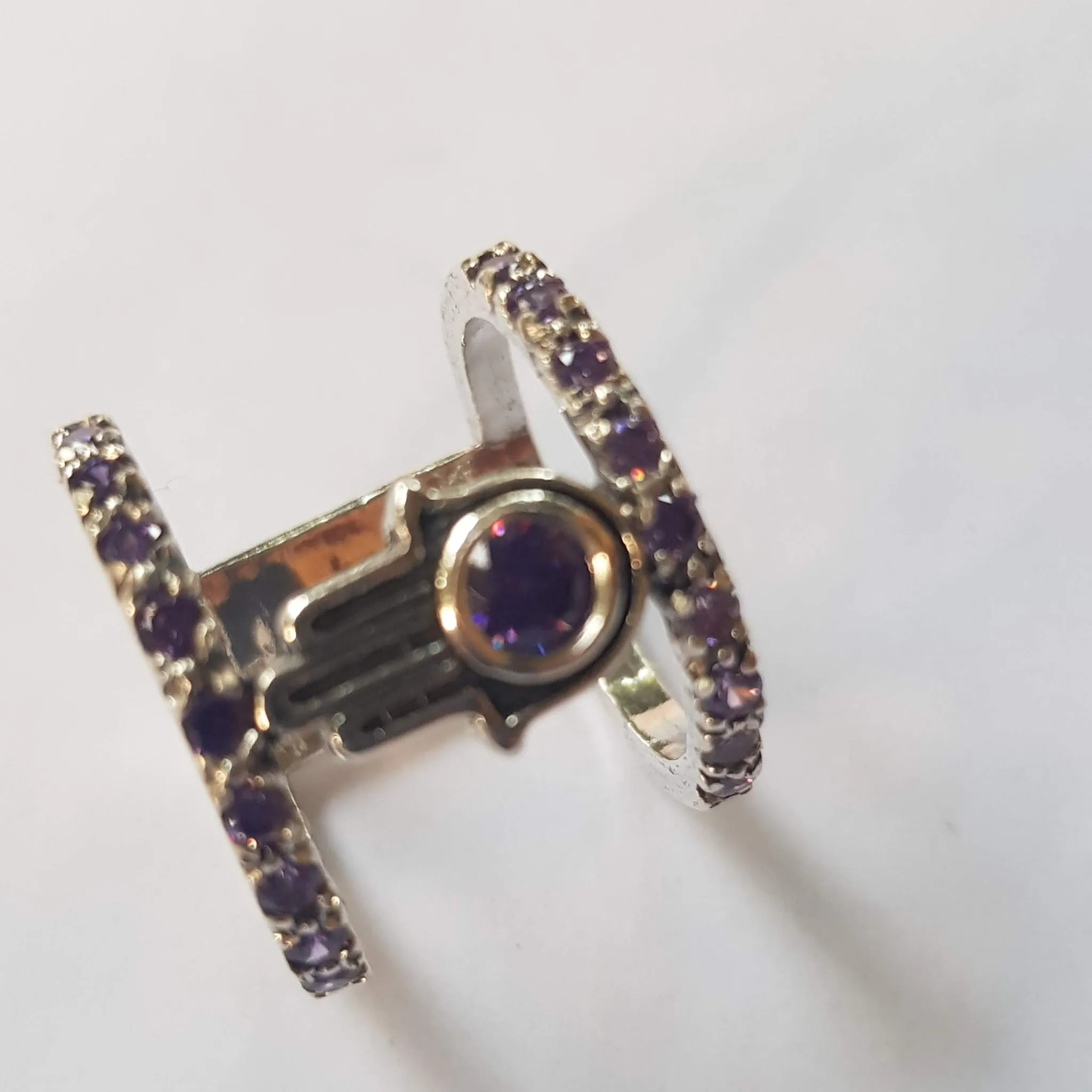 Bluenoemi Hamsa Ring , Good luck Jewelry, cubic zirconia ring,  silver ring  for woman , Protection Ring