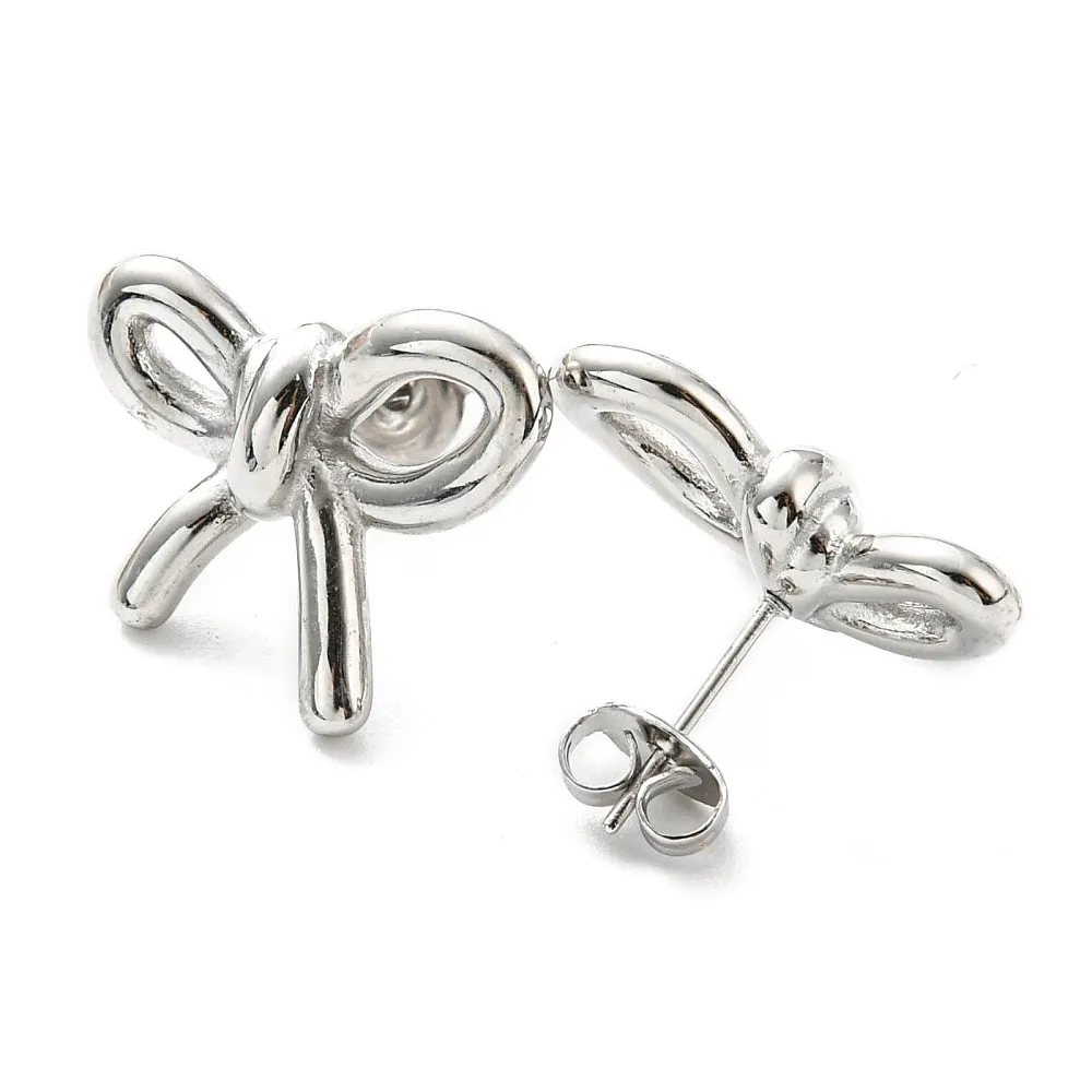 Bow Knot Stud Earrings Stainless Steel