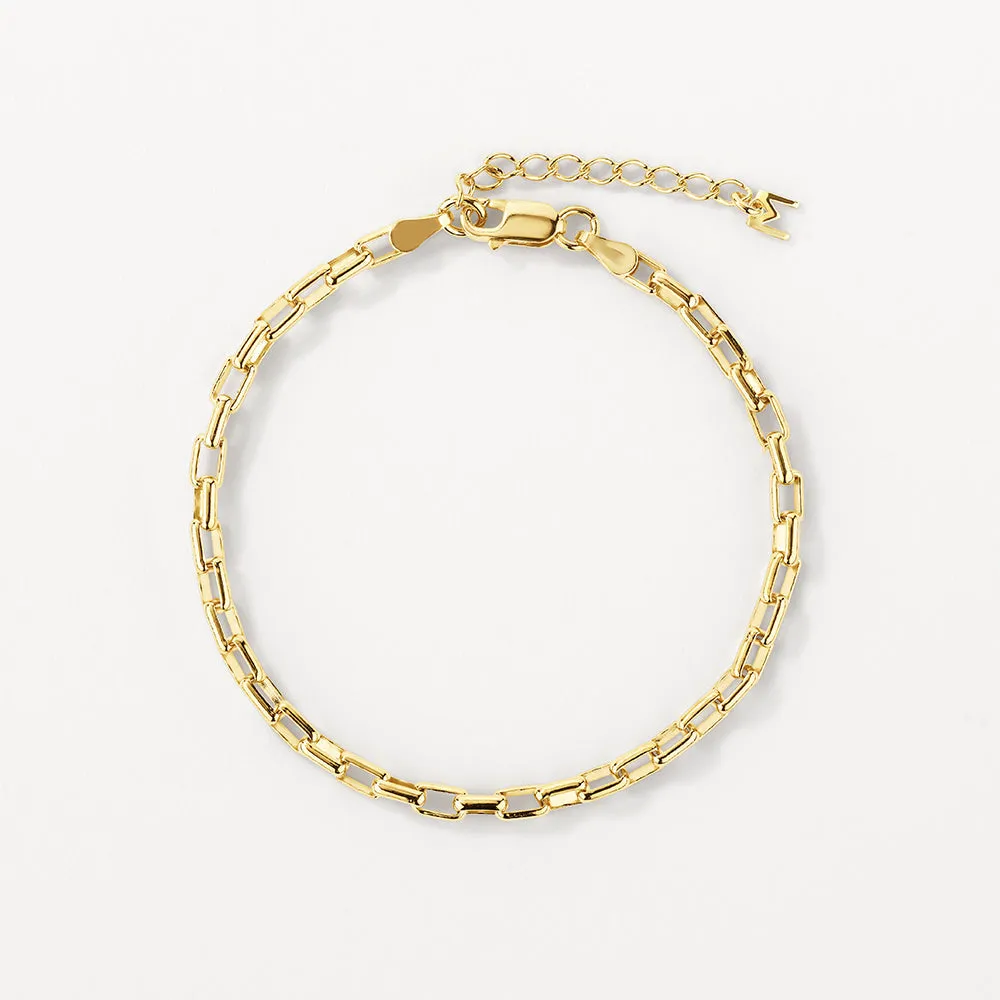 Box Paperclip Chain Bracelet in Gold